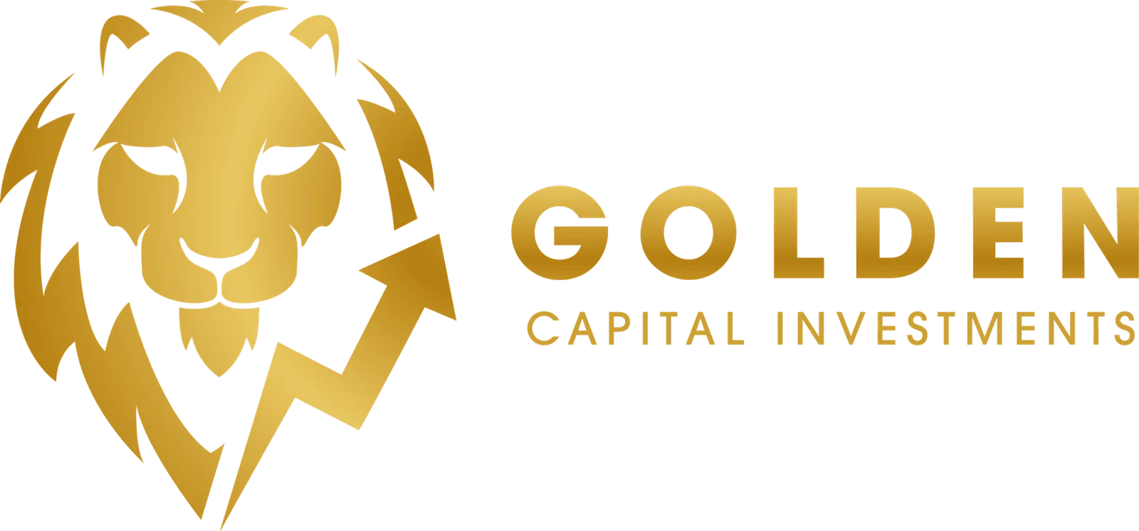 Logo de Golden Capital Investments, león dorado, educación y trading.